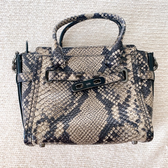 Coach Swagger 21 Snake Embossed Satchel Crossbody Bag - Picture 3 of 11